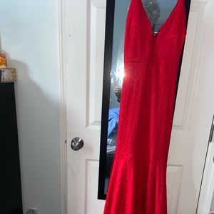 Red mermaid style prom dress